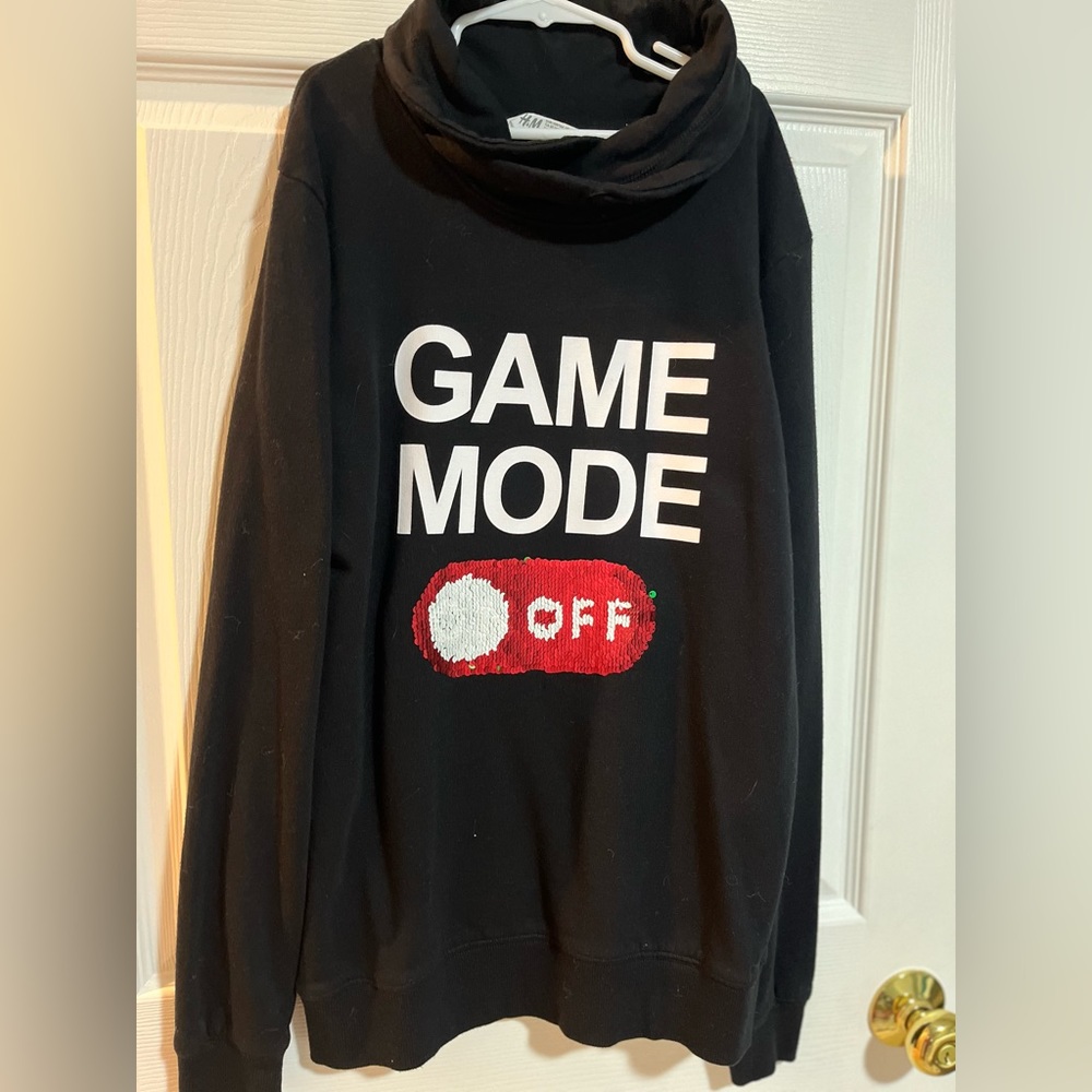 H&M Black jacket with ON/OFF sequins design, NWOT